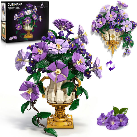 CUBIMANA 2in1 Morning Glory Bonsai Building Kit | Valentine Gift for Adults