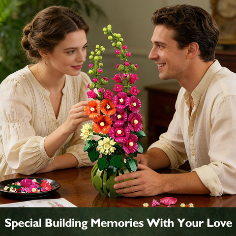 Botanicals Alcea Rosea Flower Building Set - Artificial Flowers