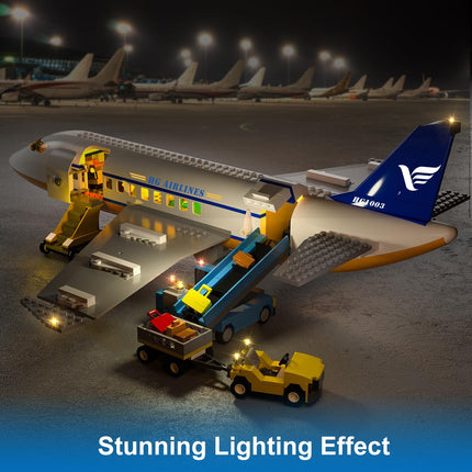 Large City Passenger Airplane Building Toys with LED Light