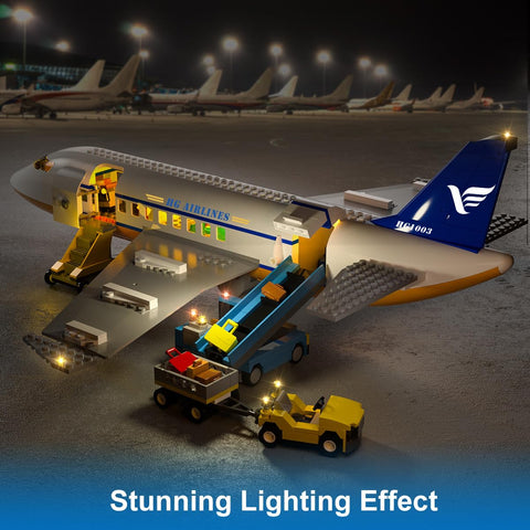 Large City Passenger Airplane Building Toys with LED Light