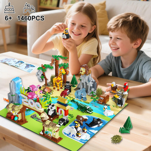 Zoo Building Set with 25 Animals & Play Mat 1460PCS