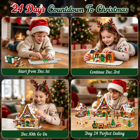2026 Christmas Advent Calendar Building Set – 24-Day Lighted Village with 1,759 Mini Bricks