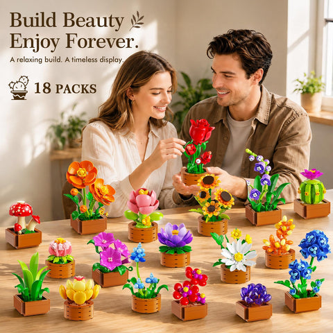 18 Unique Flowers Botanical Collection Mini Building Set