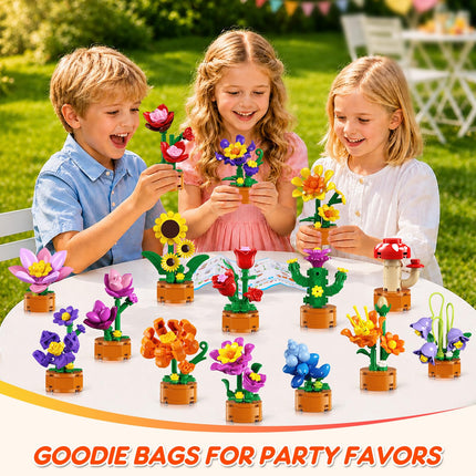 24 Pack Flowers Bouquets Party Favors for Kids Building Set - 962PCS