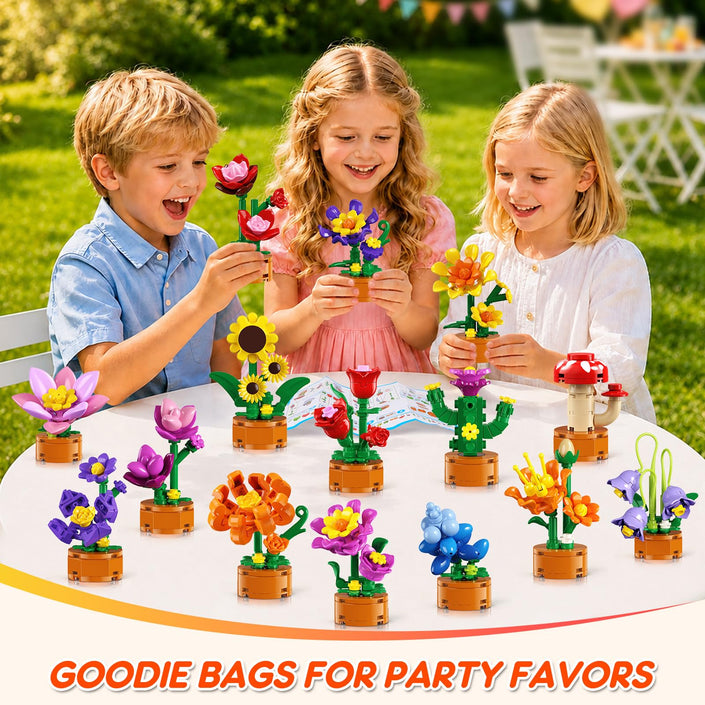 24 Pack Flowers Bouquets Party Favors for Kids Building Set - 962PCS