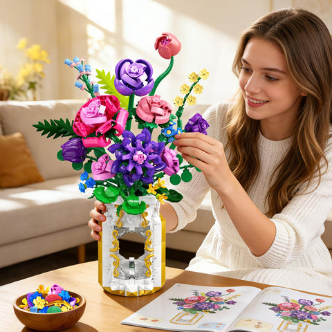 Botanical Flower Bouquet Building Set with LED Light