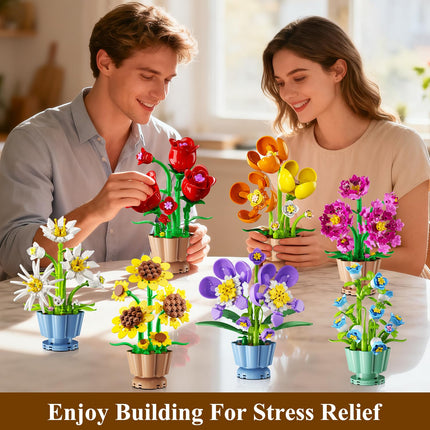 9 Pack Flowers Botanicals Collection 3.6MM Mini Building Set-1362PCS