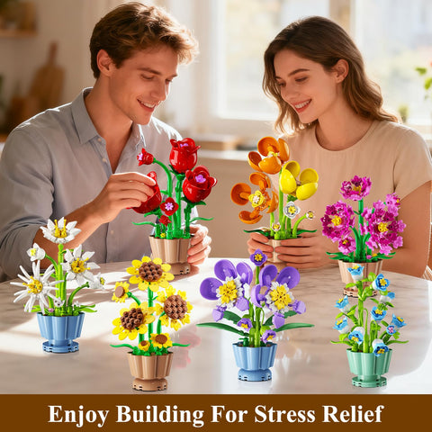 9 Pack Flowers Botanicals Collection 3.6MM Mini Building Set-1362PCS
