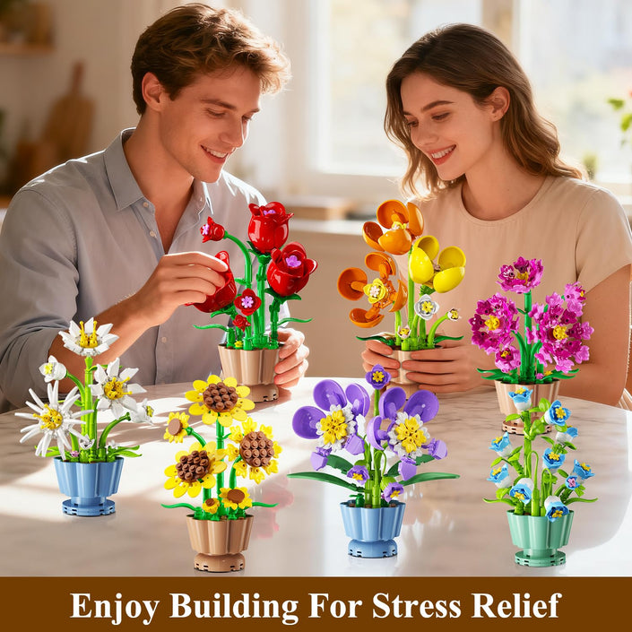 9 Pack Flowers Botanicals Collection 3.6MM Mini Building Set-1362PCS