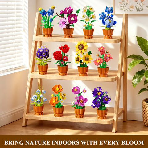 12 Pack Flowers Botanicals Collection Building Set for Adults