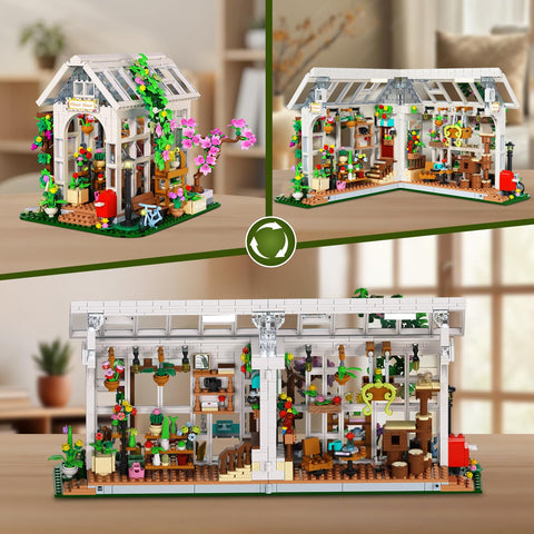 Flower Greenhouse Building Set with LED Light 1332PCS
