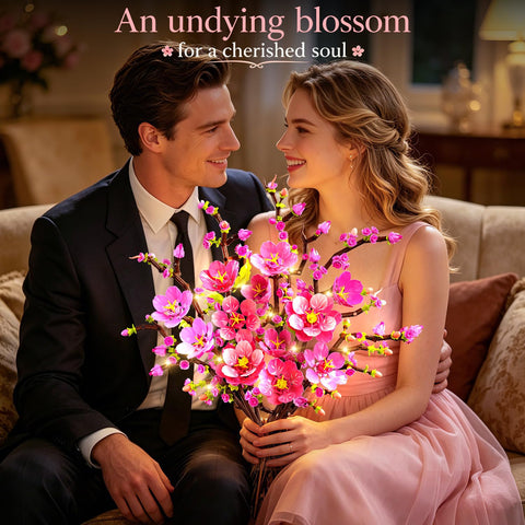 CUBIMANA Flowers Bouquet Cherry Blossom Building Set with LED Lights