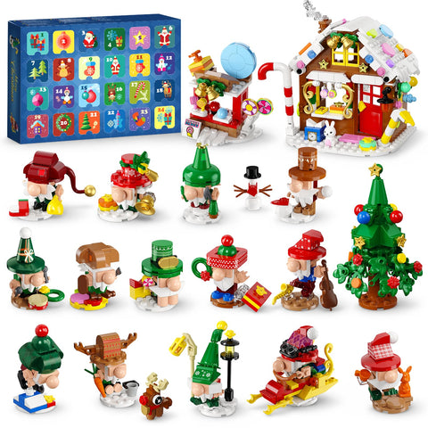 PLAXSOON 2026 Christmas Gnome Village Advent Calendar Building Set – 24-Day Countdown, 950 Pieces, Ages 8+