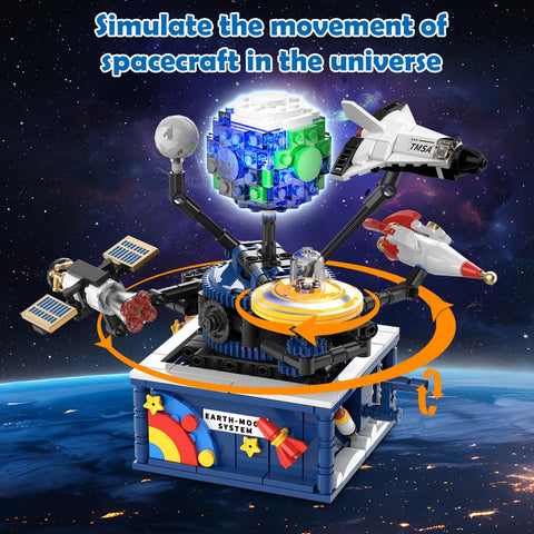 CUBIMANA Rotatable Planet Space Building Set with Light | 554PCS for Ages 8+