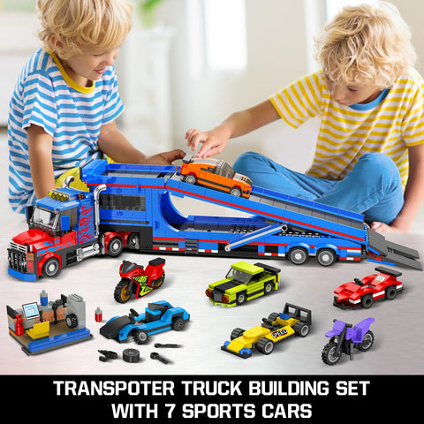 CUBIMANA Transporter Truck Building Set | STEM Toy for Kids 8-14