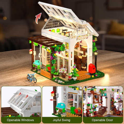 Flower Greenhouse Building Set with LED Light 1332PCS