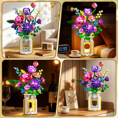 Botanical Flower Bouquet Building Set with LED Light
