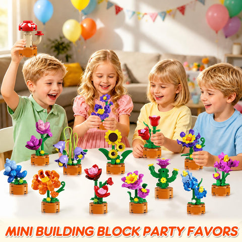 24 Pack Flowers Bouquets Party Favors for Kids Building Set - 962PCS