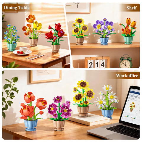 9 Pack Flowers Botanicals Collection 3.6MM Mini Building Set-1362PCS