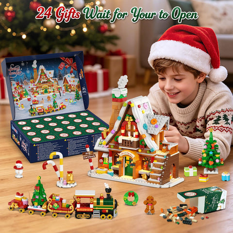 2026 Christmas Advent Calendar Building Set – 24-Day Lighted Village with 1,759 Mini Bricks