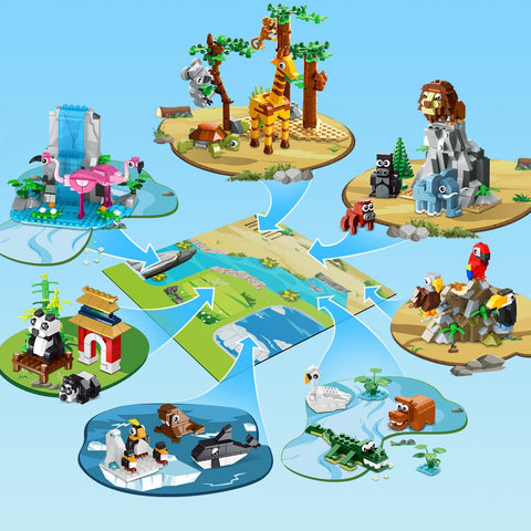 Zoo Building Set with 25 Animals & Play Mat 1460PCS