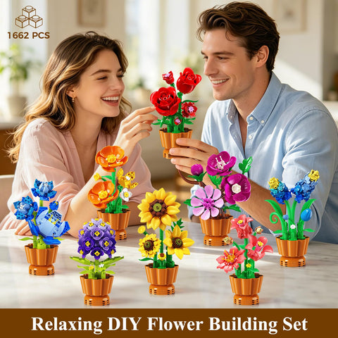 12 Pack Flowers Botanicals Collection Building Set for Adults