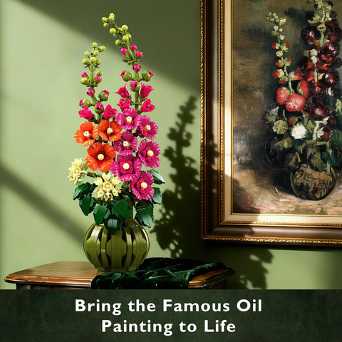 Botanicals Alcea Rosea Flower Building Set - Artificial Flowers