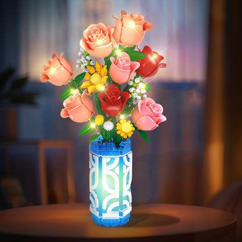 CUBIMANA Flowers Bouquet Building Set with LED | Mother’s Day Gift