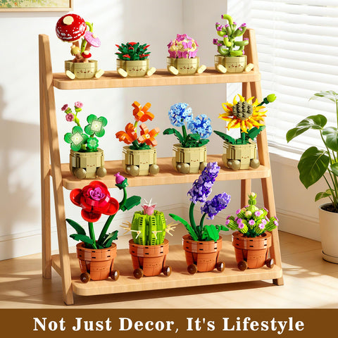 12 Pack Flowers Plants Mini Building Set - 1697PCS