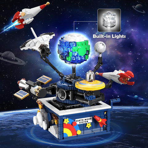 CUBIMANA Rotatable Planet Space Building Set with Light | 554PCS for Ages 8+