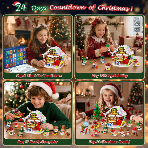 PLAXSOON 2026 Christmas Gnome Village Advent Calendar Building Set – 24-Day Countdown, 950 Pieces, Ages 8+