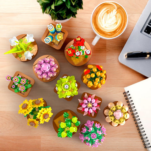 CUBIMANA 12 Pack Succulents Building Set | Easter Gift for Home Decor