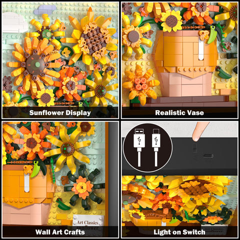 Sunflower Frame Building Set with LED Lights