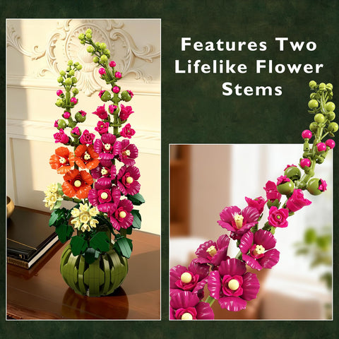 Botanicals Alcea Rosea Flower Building Set - Artificial Flowers
