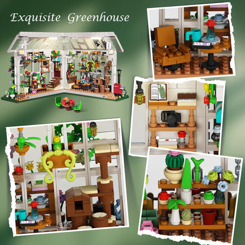 Flower Greenhouse Building Set with LED Light 1332PCS