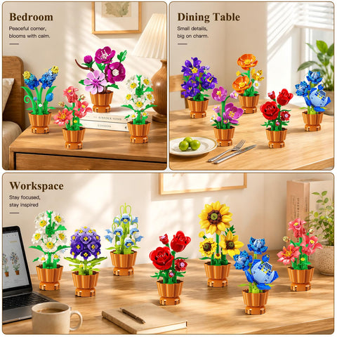 12 Pack Flowers Botanicals Collection Building Set for Adults