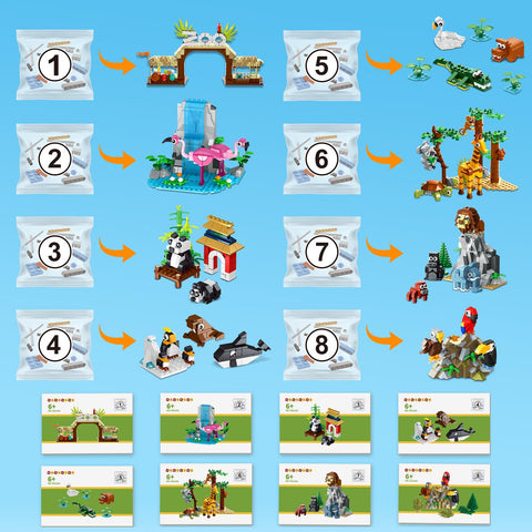 Zoo Building Set with 25 Animals & Play Mat 1460PCS