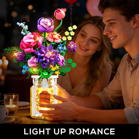 Botanical Flower Bouquet Building Set with LED Light