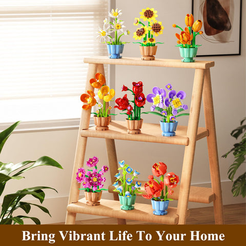 9 Pack Flowers Botanicals Collection 3.6MM Mini Building Set-1362PCS