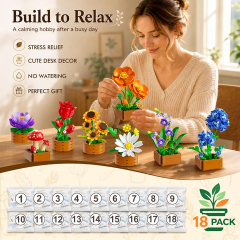 18 Unique Flowers Botanical Collection Mini Building Set