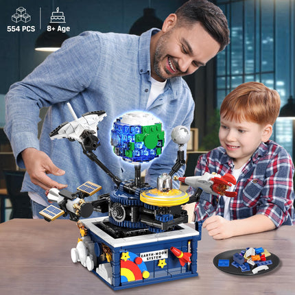 CUBIMANA Rotatable Planet Space Building Set with Light | 554PCS for Ages 8+