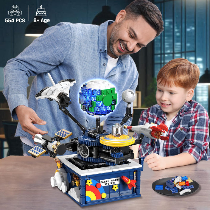CUBIMANA Rotatable Planet Space Building Set with Light | 554PCS for Ages 8+