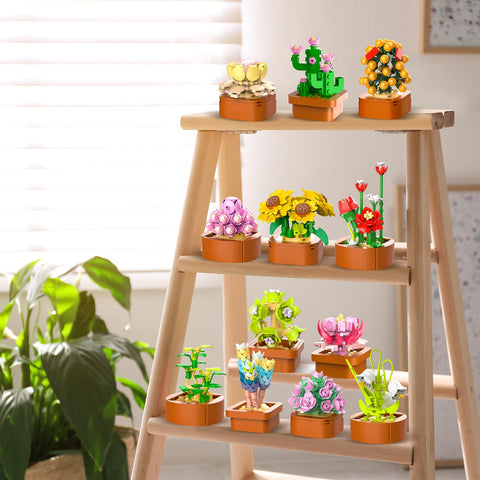 CUBIMANA 12 Pack Succulents Building Set | Easter Gift for Home Decor