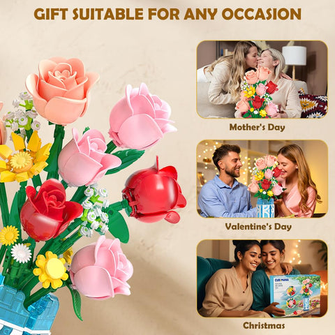 CUBIMANA Flowers Bouquet Building Set with LED | Mother’s Day Gift
