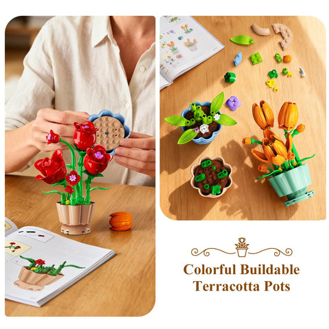 9 Pack Flowers Botanicals Collection 3.6MM Mini Building Set-1362PCS
