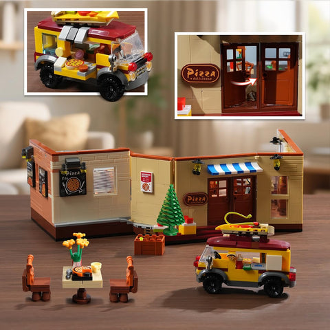 City Street Pizza Restaurant Building Set