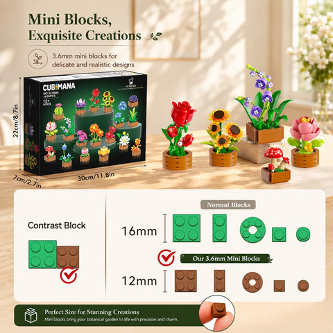 18 Unique Flowers Botanical Collection Mini Building Set