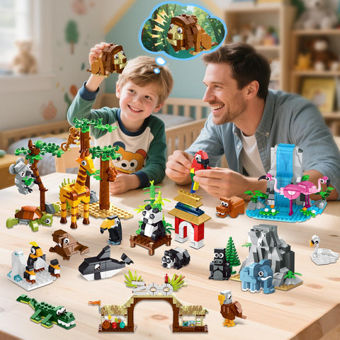 Zoo Building Set with 25 Animals & Play Mat 1460PCS