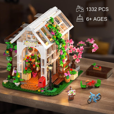 Flower Greenhouse Building Set with LED Light 1332PCS