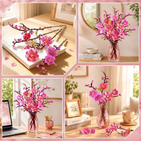CUBIMANA Flowers Bouquet Cherry Blossom Building Set with LED Lights
